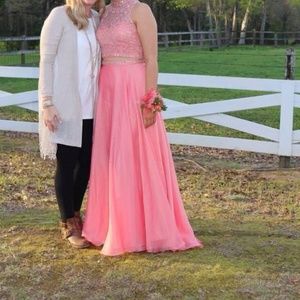 Sherri Hill 2 Piece Coral Prom Dress